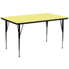 Wren 30''W x 72''L Rectangular Yellow Thermal Laminate Activity Table - Standard Height Adjustable Legs [FLF-XU-A3072-REC-YEL-T-A-GG]
