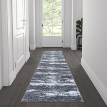 Marian Collection 2' x 7' Distressed Gray Olefin Area Rug with Jute Backing for Entryway, Living Room, Bedroom [FLF-OKR-RG1102-27-GY-GG]