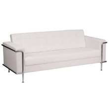 HERCULES Lesley Series Contemporary Melrose White LeatherSoft Sofa with Encasing Frame [FLF-ZB-LESLEY-8090-SOFA-WH-GG]