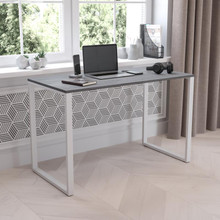 Tiverton Industrial Modern Desk - Commercial Grade Office Computer Desk and Home Office Desk - 47" Long (Rustic Gray/White) [FLF-GC-GF156-12-MHG-GG]