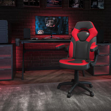 X10 Gaming Chair Racing Office Ergonomic Computer PC Adjustable Swivel Chair with Flip-up Arms, Red/Black LeatherSoft [FLF-CH-00095-RED-GG]