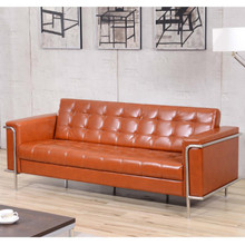 HERCULES Lesley Series Contemporary Cognac LeatherSoft Sofa with Encasing Frame [FLF-ZB-LESLEY-8090-SOFA-COG-GG]