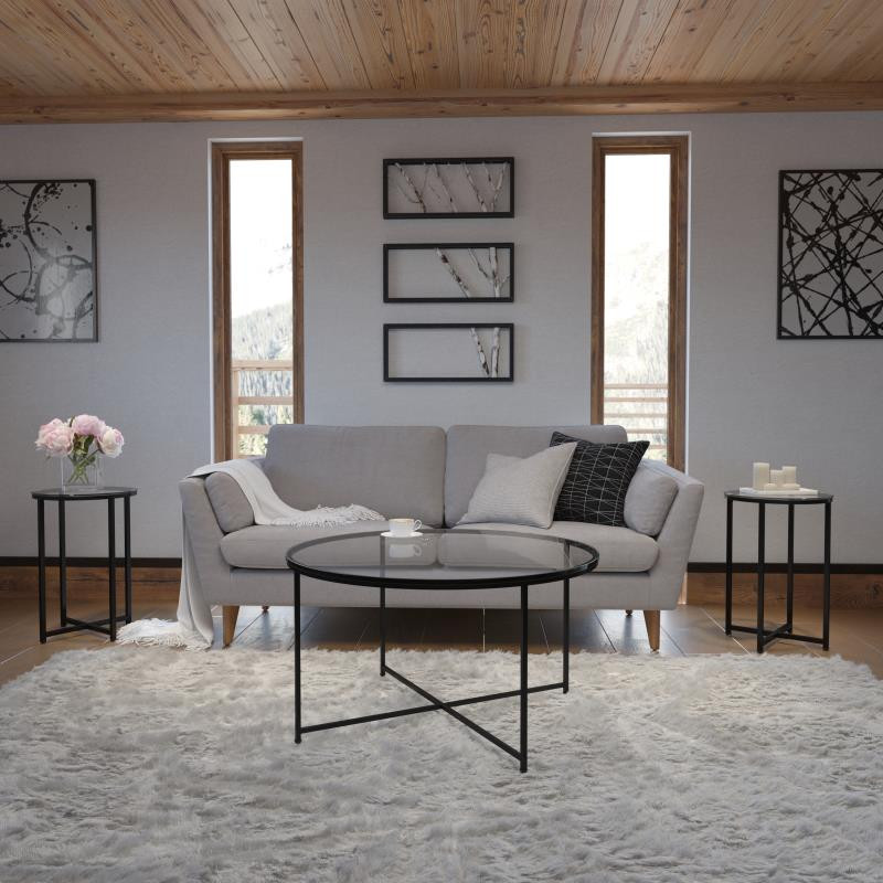 Glass Coffee Table Set Of 3 Piece For Living Room