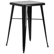 Commercial Grade 23.75" Square Black Metal Indoor-Outdoor Bar Height Table [FLF-CH-31330-BK-GG]