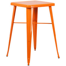 Commercial Grade 23.75" Square Orange Metal Indoor-Outdoor Bar Height Table [FLF-CH-31330-OR-GG]