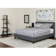 Tribeca King Size Tufted Upholstered Platform Bed in Dark Gray Fabric with Memory Foam Mattress [FLF-HG-BMF-32-GG]
