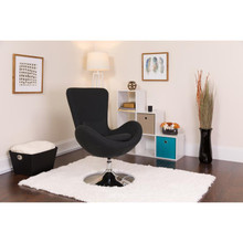 Egg Series Black Fabric Side Reception Chair [FLF-CH-162430-BK-FAB-GG]