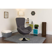 Egg Series Dark Gray Fabric Side Reception Chair [FLF-CH-162430-DKGY-FAB-GG]