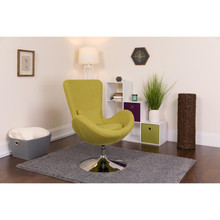 Egg Series Green Fabric Side Reception Chair [FLF-CH-162430-GN-FAB-GG]