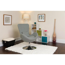 Egg Series Light Gray Fabric Side Reception Chair [FLF-CH-162430-LTGY-FAB-GG]