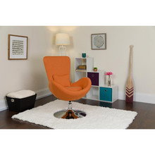 Egg Series Orange Fabric Side Reception Chair [FLF-CH-162430-OR-FAB-GG]