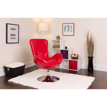 Egg Series Red LeatherSoft Side Reception Chair [FLF-CH-162430-RED-LEA-GG]