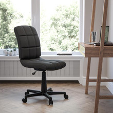 Mid-Back Black Quilted Vinyl Swivel Task Office Chair [FLF-GO-1691-1-BK-GG]