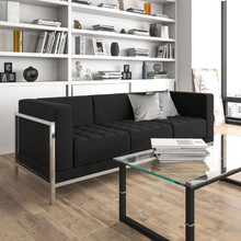 HERCULES Imagination Series Contemporary Black LeatherSoft Sofa with Encasing Frame [FLF-ZB-IMAG-SOFA-GG]