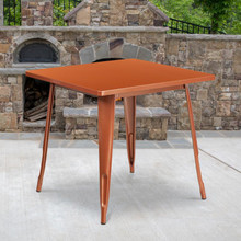 Commercial Grade 31.5" Square Copper Metal Indoor-Outdoor Table [FLF-ET-CT002-1-POC-GG]
