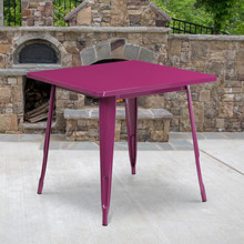 Commercial Grade 31.5" Square Purple Metal Indoor-Outdoor Table [FLF-ET-CT002-1-PUR-GG]