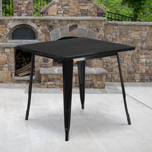 Commercial Grade 31.5" Square Black Metal Indoor-Outdoor Table [FLF-ET-CT002-1-BK-GG]