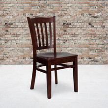 HERCULES Series Vertical Slat Back Mahogany Wood Restaurant Chair [FLF-XU-DGW0008VRT-MAH-GG]