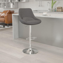 Contemporary Dark Gray Fabric Adjustable Height Barstool with Chrome Base [FLF-CH-182050X000-DKGYFAB-GG]