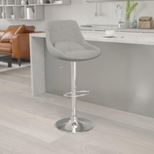 Contemporary Gray Fabric Adjustable Height Barstool with Chrome Base [FLF-CH-182050X000-GYFAB-GG]