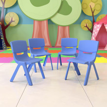 4 Pack Blue Plastic Stackable School Chair with 12'' Seat Height [FLF-4-YU-YCX-001-BLUE-GG]