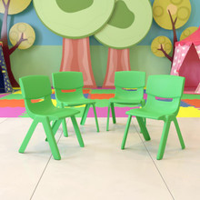 4 Pack Green Plastic Stackable School Chair with 12'' Seat Height [FLF-4-YU-YCX-001-GREEN-GG]
