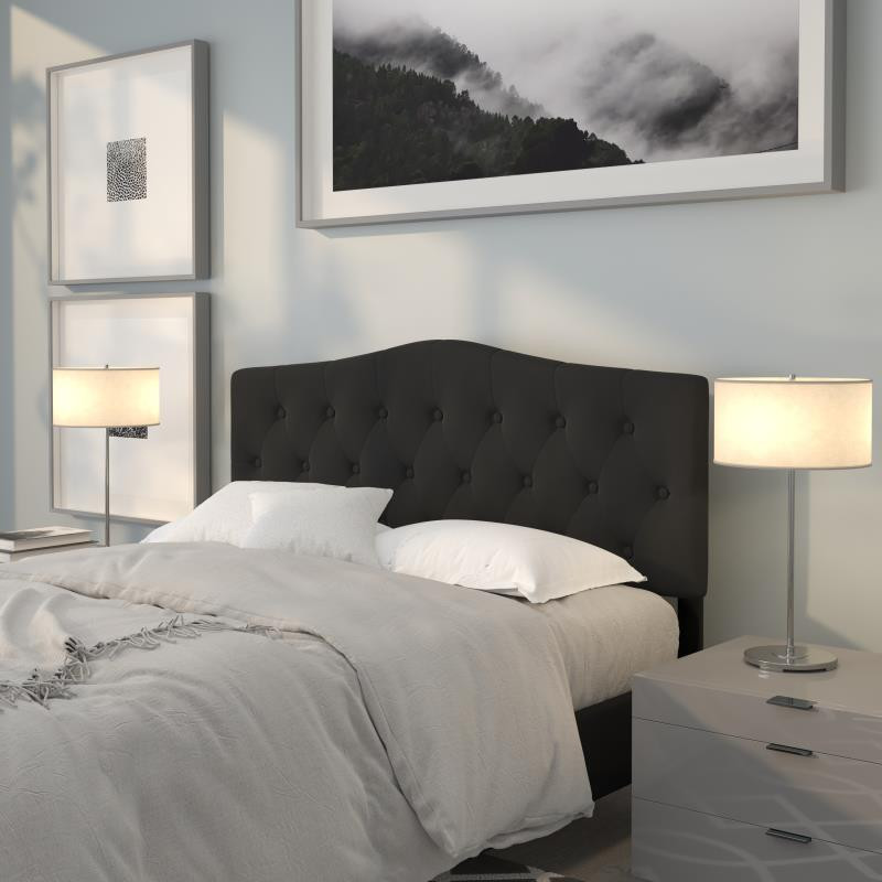 Black tufted store headboard queen