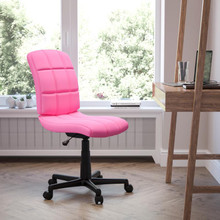 Mid-Back Pink Quilted Vinyl Swivel Task Office Chair [FLF-GO-1691-1-PINK-GG]