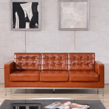 HERCULES Lacey Series Contemporary Cognac LeatherSoft Sofa with Stainless Steel Frame [FLF-ZB-LACEY-831-2-SOFA-COG-GG]
