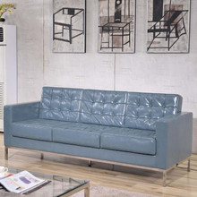 HERCULES Lacey Series Contemporary Gray LeatherSoft Sofa with Stainless Steel Frame [FLF-ZB-LACEY-831-2-SOFA-GY-GG]