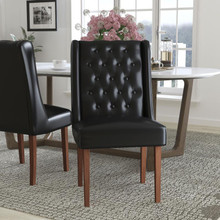HERCULES Preston Series Black LeatherSoft Tufted Parsons Chair [FLF-QY-A91-BK-GG]