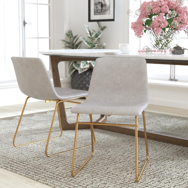 18 inch Dining Table Height Chair, Mid-Back Sled Base Dining Chair