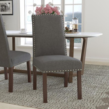 HERCULES Hampton Hill Series Gray Fabric Parsons Chair with Silver Accent Nail Trim [FLF-QY-A13-9349-GY-GG]