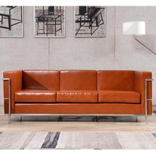 HERCULES Regal Series Contemporary Cognac LeatherSoft Sofa with Encasing Frame [FLF-ZB-REGAL-810-3-SOFA-COG-GG]