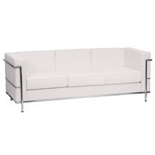 HERCULES Regal Series Contemporary Melrose White LeatherSoft Sofa with Encasing Frame [FLF-ZB-REGAL-810-3-SOFA-WH-GG]