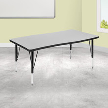 Wren 28"W x 47.5"L Rectangle Wave Flexible Collaborative Grey Thermal Laminate Activity Table - Height Adjust Short Legs [FLF-XU-A3048-CON-GY-T-P-GG]