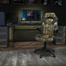 X10 Gaming Chair Racing Office Ergonomic Computer PC Adjustable Swivel Chair with Flip-up Arms, Camouflage/Black LeatherSoft [FLF-CH-00095-CAM-GG]