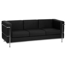 HERCULES Regal Series Contemporary Black LeatherSoft Sofa with Encasing Frame [FLF-ZB-REGAL-810-3-SOFA-BK-GG]