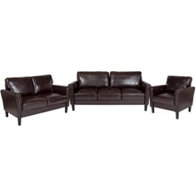 Bari 3 Piece Upholstered Set in Brown LeatherSoft [FLF-SL-SF920-SET-BRN-GG]