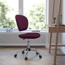 Mid-Back Burgundy Mesh Padded Swivel Task Office Chair with Chrome Base [FLF-H-2376-F-BY-GG]