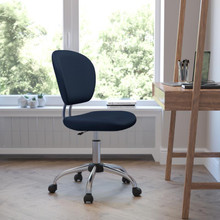 Mid-Back Navy Mesh Padded Swivel Task Office Chair with Chrome Base [FLF-H-2376-F-NAVY-GG]