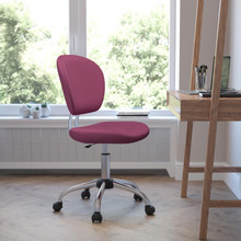 Mid-Back Pink Mesh Padded Swivel Task Office Chair with Chrome Base [FLF-H-2376-F-PINK-GG]