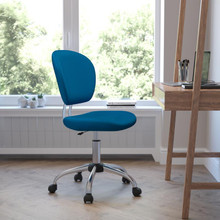 Mid-Back Turquoise Mesh Padded Swivel Task Office Chair with Chrome Base [FLF-H-2376-F-TUR-GG]