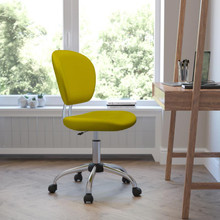 Mid-Back Yellow Mesh Padded Swivel Task Office Chair with Chrome Base [FLF-H-2376-F-YEL-GG]