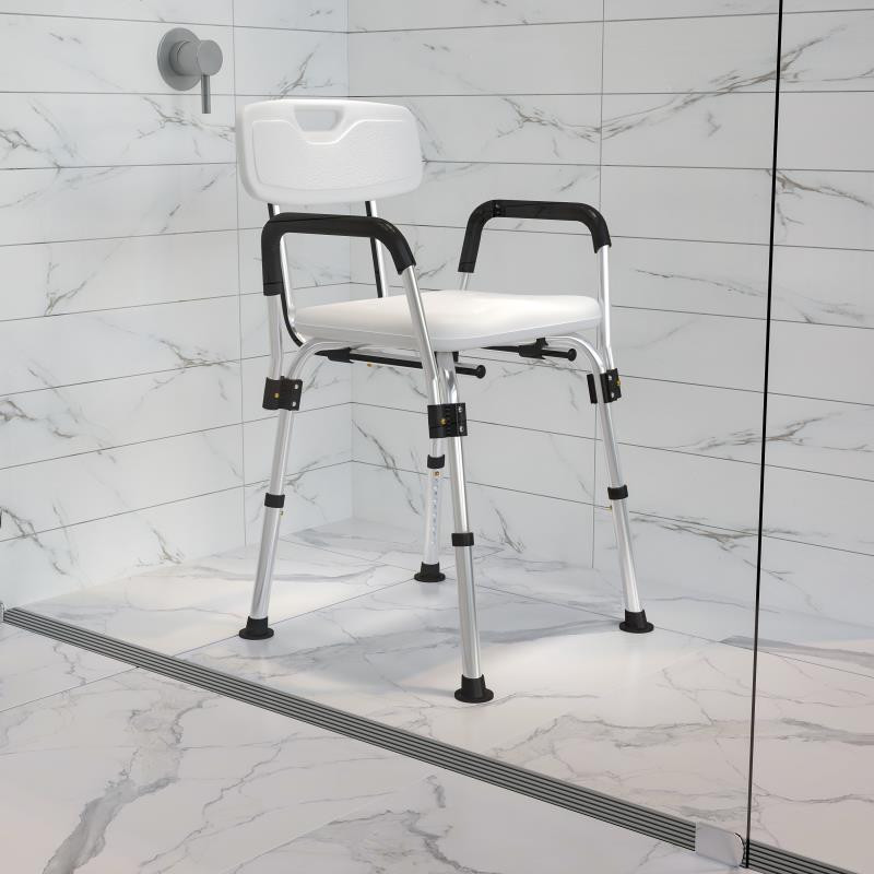 HERCULES Series 300 Lb. Capacity, Adjustable White Bath & Shower Chair