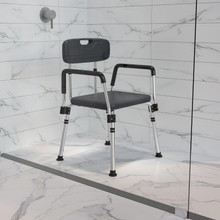 HERCULES Series 300 Lb. Capacity Adjustable Gray Bath & Shower Chair with Quick Release Back & Arms [FLF-DC-HY3523L-GRY-GG]