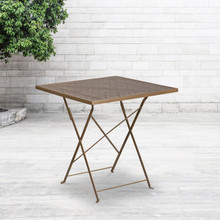 Oia Commercial Grade 28" Square Gold Indoor-Outdoor Steel Folding Patio Table [FLF-CO-1-GD-GG]