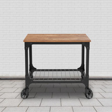 Grant Park Rustic Wood Grain and Industrial Iron Kitchen Serving and Bar Cart [FLF-NAN-JH-17109-GG]
