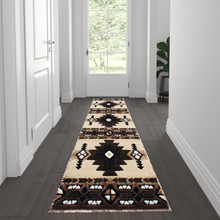 Mohave Collection 2' x 7' Brown Traditional Southwestern Style Area Rug - Olefin Fibers with Jute Backing [FLF-ACD-RG202-27-BN-GG]