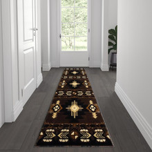 Mohave Collection 2' x 7' Chocolate Traditional Southwestern Style Area Rug - Olefin Fibers with Jute Backing [FLF-ACD-RG209-27-CO-GG]